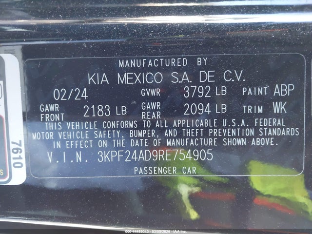 3KPF24AD9RE754905 KIA Forte Lxs