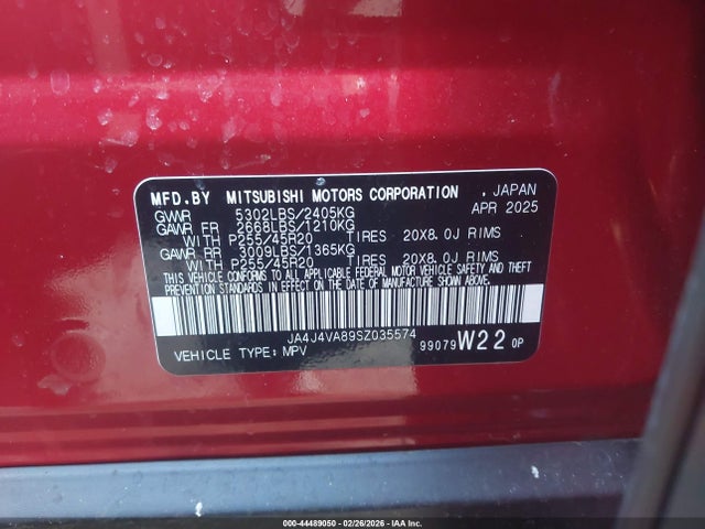 2025 MITSUBISHI OUTLANDER JA4J4VA89SZ035574 Photo 8