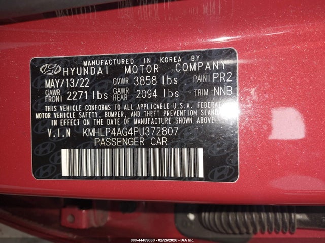 Hyundai Elantra Limited 2023 KMHLP4AG4PU372807 Image 9
