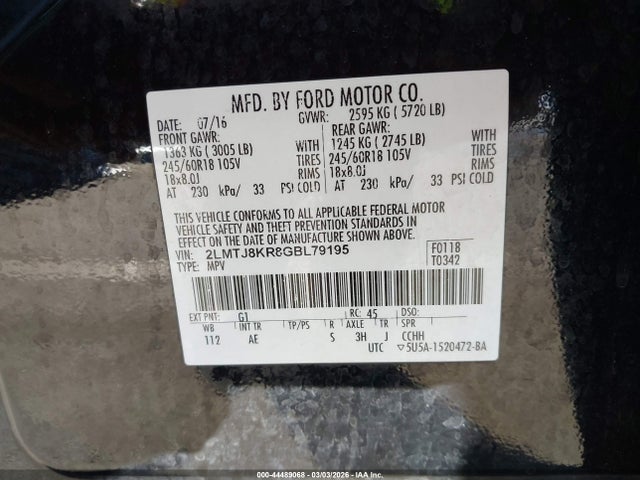 Lincoln Mkx Select 2016 2LMTJ8KR8GBL79195 Image 9