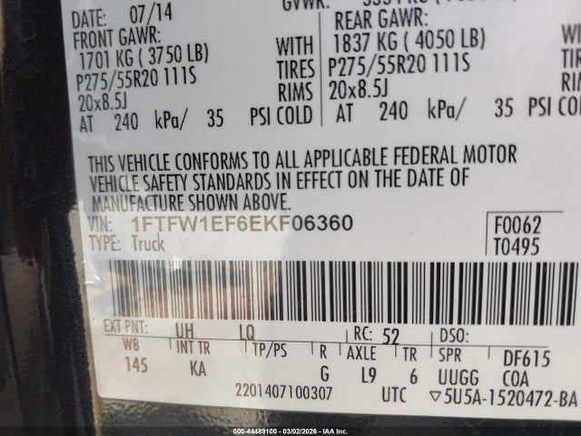 Ford F-150 King Ranch 2014 1FTFW1EF6EKF06360 Image 9