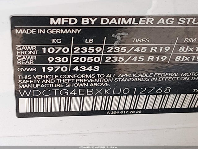 2019 MERCEDES-BENZ GLA 250 WDCTG4EBXKU012768 Photo 8