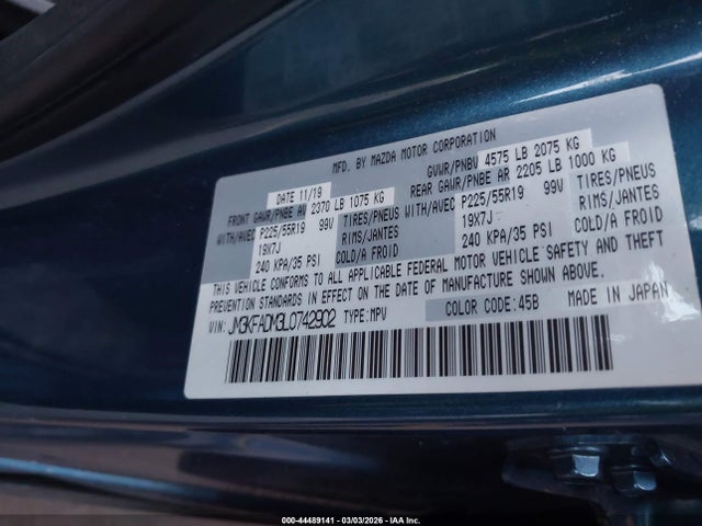 Aukcja sprzedaży 2020 Mazda Cx-5 Grand Touring, vin: JM3KFADM3L0742902, numer aukcji: 44489141