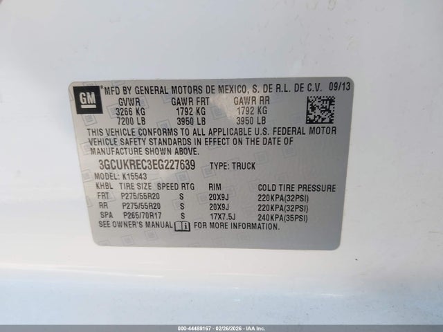 Продажа на аукционе авто 2014 Chevrolet Silverado 1500 1lt, vin: 3GCUKREC3EG227639, номер лота: 44489167