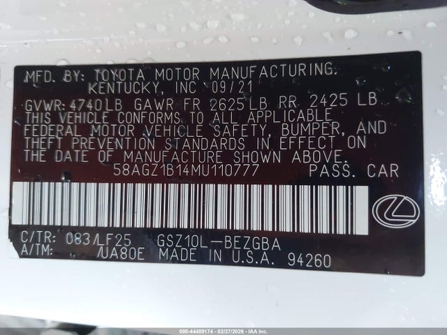2021 LEXUS ES 350 58AGZ1B14MU110777 Photo 8