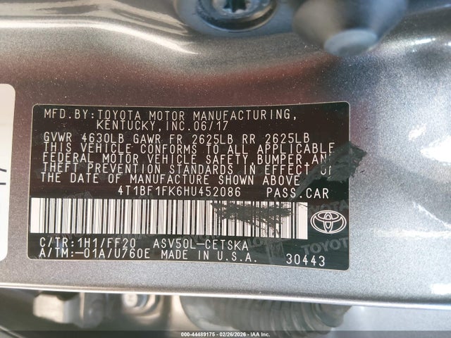 Toyota CAMRY SE 2017 4T1BF1FK6HU452086 Image 9