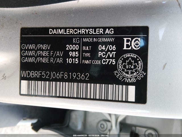 Продаж на аукціоні авто 2006 Mercedes-benz C 230 Sport, vin: WDBRF52J06F819362, номер лоту: 44489229