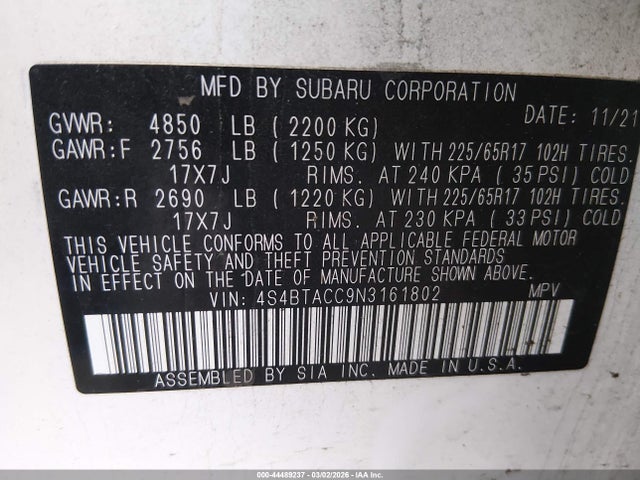2022 SUBARU OUTBACK 4S4BTACC9N3161802 Photo 8