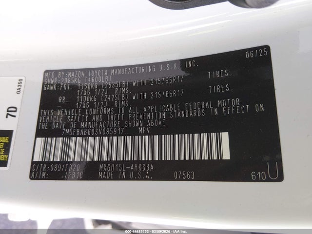 7MUFBABG0SV085917 Toyota Corolla Cross Hybrid Se