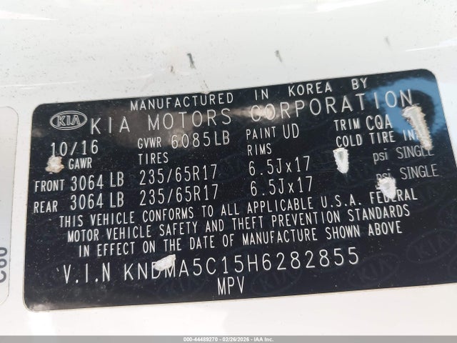 KNDMA5C15H6282855 KIA Sedona L
