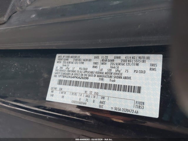 44489283 :رقم المزاد ، 1FTBR2XG4PKA29299 vin ، 2023 Ford Transit-250 مزاد بيع