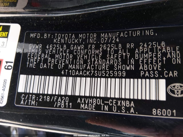 Toyota CAMRY LE 2025 4T1DAACK7SU525999 Image 9
