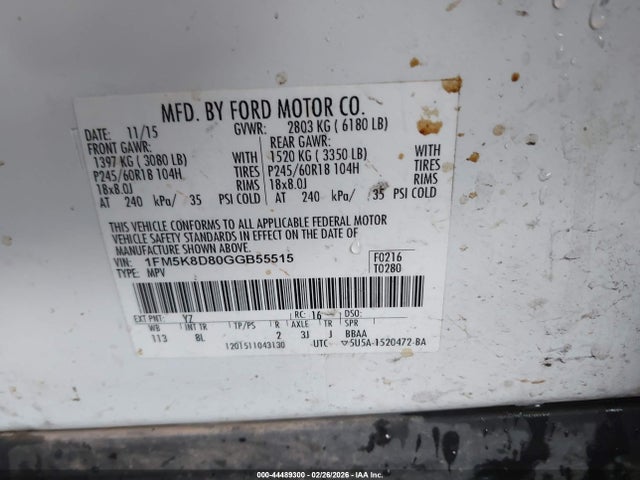 Ford EXPLORER XLT 2016 1FM5K8D80GGB55515 Image 9