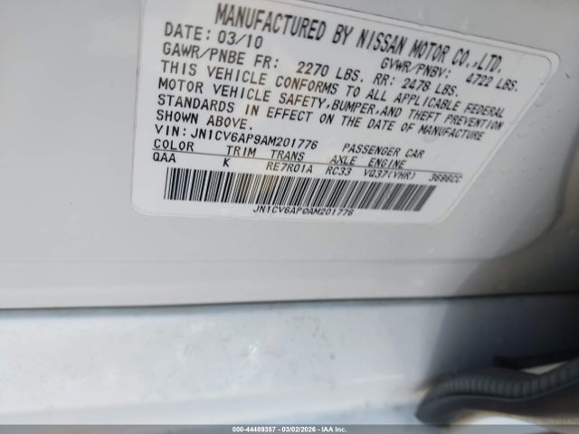Продажа на аукционе авто 2010 Infiniti G37 Journey, vin: JN1CV6AP9AM201776, номер лота: 44489357