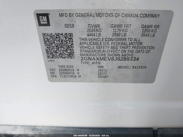Chevrolet Equinox Premier 2018 2GNAXMEV8J6289334 Image 9