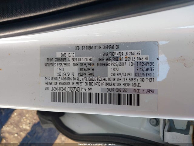 44489404 :رقم المزاد ، JM3KFBCM4L0727543 vin ، 2020 Mazda Cx-5 Touring مزاد بيع