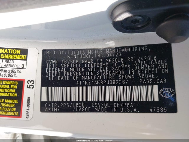 4T1KZ1AK8PU082367 Toyota Camry Xse V6
