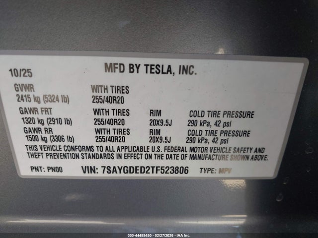 2026 TESLA MODEL Y 7SAYGDED2TF523806 Photo 8