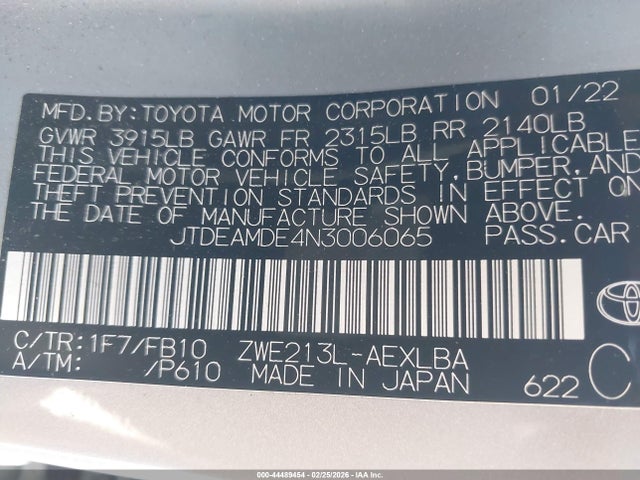 Toyota Corolla Hybrid Le 2022 JTDEAMDE4N3006065 Image 9