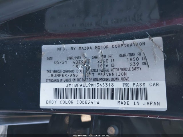 Продаж на аукціоні авто 2021 Mazda Mazda3 Select, vin: JM1BPABL9M1345318, номер лоту: 44489480