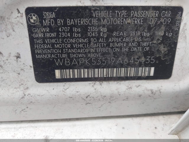 Продажа на аукционе авто 2009 Bmw 328i Xdrive, vin: WBAPK53519A645435, номер лота: 44489508