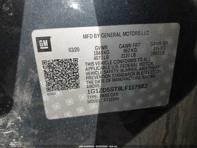 1G1ZD5ST8LF117982 Chevrolet Malibu Fwd Lt