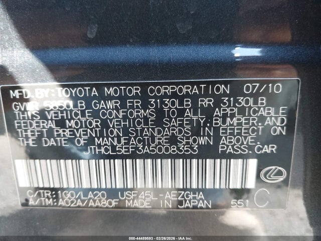 Aukcja sprzedaży 2010 Lexus Ls 460, vin: JTHCL5EF3A5008353, numer aukcji: 44489593
