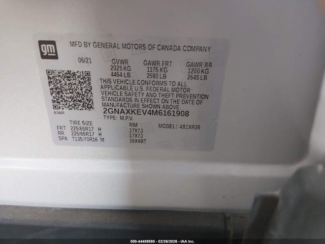 Chevrolet Equinox Fwd Lt 2021 2GNAXKEV4M6161908 Image 9