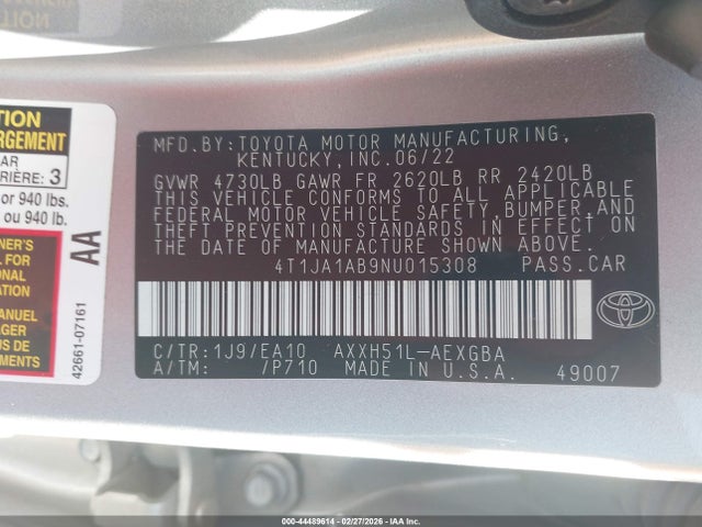 2022 TOYOTA AVALON 4T1JA1AB9NU015308 Photo 8