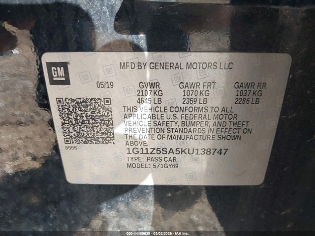 1G11Z5SA5KU138747 Chevrolet IMPALA LT