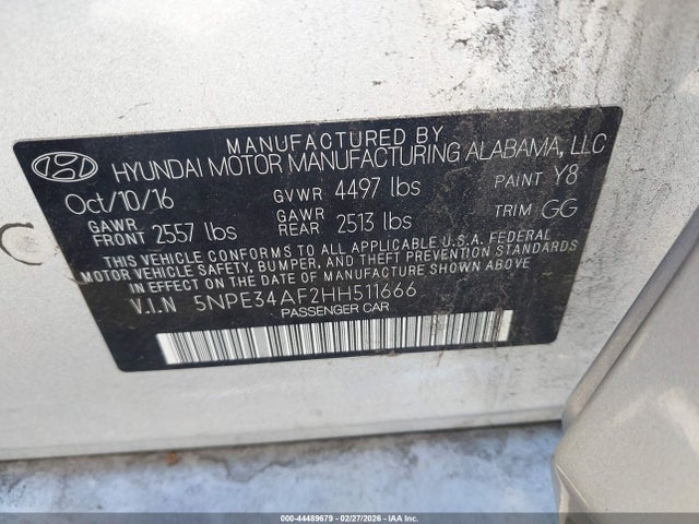 Hyundai Sonata Sport 2017 5NPE34AF2HH511666 Image 9