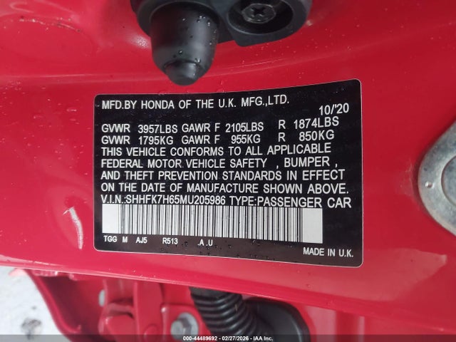 2021 HONDA CIVIC SHHFK7H65MU205986 Photo 8