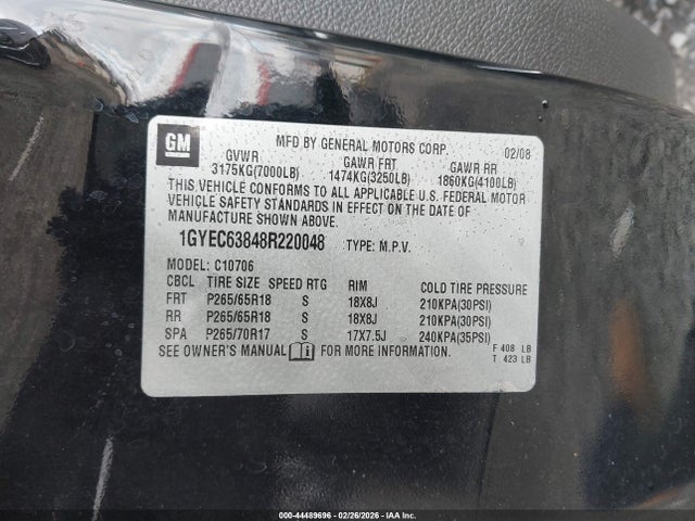 2008 CADILLAC ESCALADE 1GYEC63848R220048 Photo 8