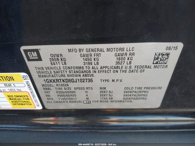 Aukcja sprzedaży 2016 Gmc Acadia Denali, vin: 1GKKRTKD8GJ102736, numer aukcji: 44489716