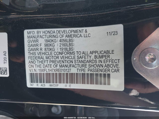 Продажа на аукционе авто 2024 Honda Civic Ex-l, vin: 19XFL1H7XRE010127, номер лота: 44489726