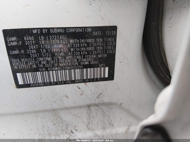 2021 SUBARU ASCENT 4S4WMALD2M3433290 Photo 8