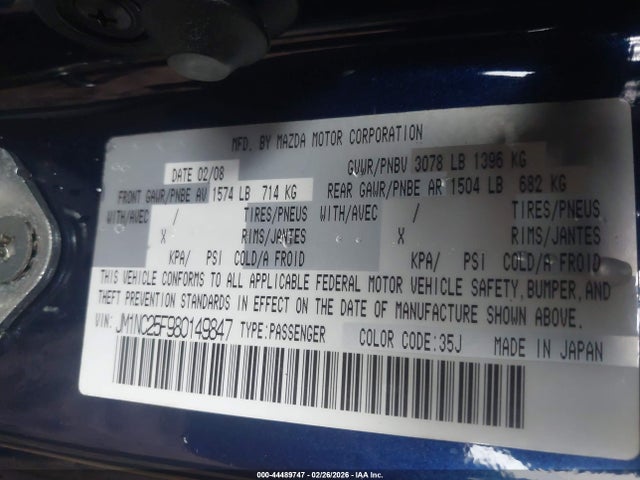 2008 MAZDA MX-5 JM1NC25F980149847 Photo 8