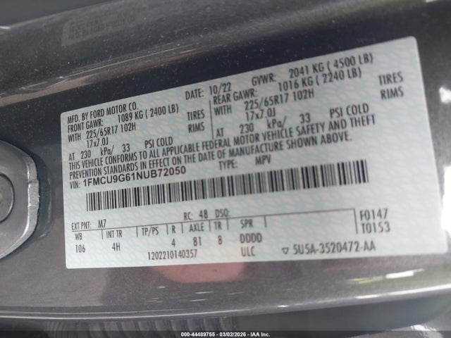 2022 FORD ESCAPE 1FMCU9G61NUB72050 Photo 8
