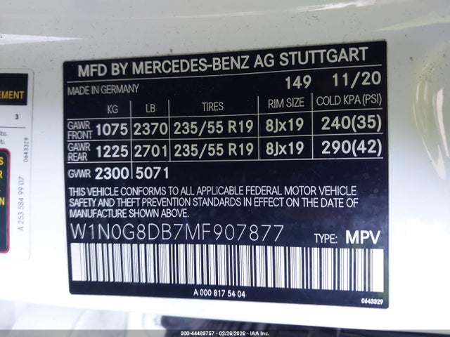 W1N0G8DB7MF907877 Mercedes-Benz Glc 300 Suv