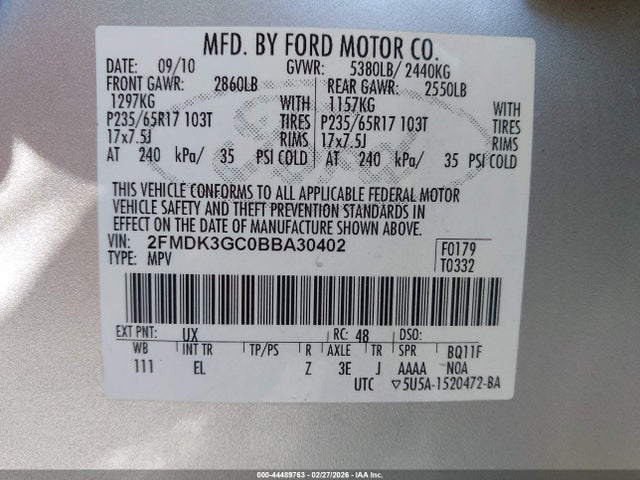 2011 FORD EDGE 2FMDK3GC0BBA30402 Photo 8