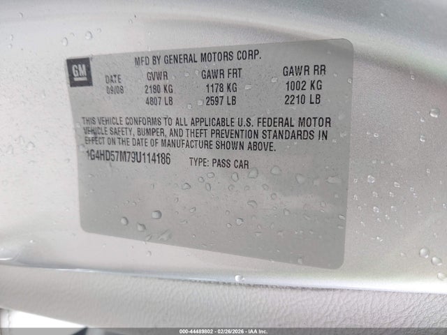 Auction sale of the 2009 Buick Lucerne Cxl Special Edition, vin: 1G4HD57M79U114186, lot number: 44489802