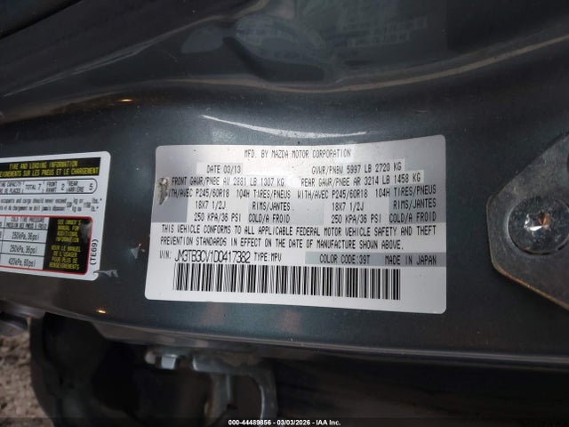44489856 :رقم المزاد ، JM3TB3CV1D0417382 vin ، 2013 Mazda Cx-9 Touring مزاد بيع