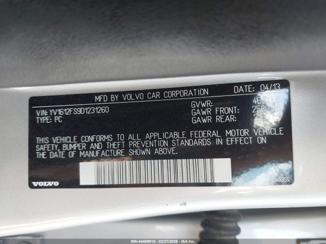 Продаж на аукціоні авто 2013 Volvo S60 T5/t5 Platinum/t5 Premier/t5 Premier Plus, vin: YV1612FS9D1231260, номер лоту: 44489910