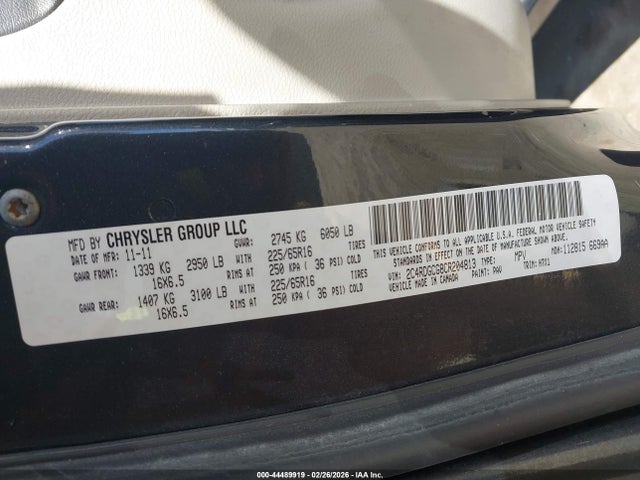 Aukcja sprzedaży 2012 Dodge Grand Caravan Sxt, vin: 2C4RDGCG8CR204813, numer aukcji: 44489919