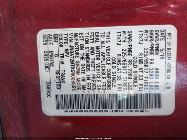 Aukcja sprzedaży 2016 Nissan Rogue S, vin: JN8AT2MTXGW006556, numer aukcji: 44489943