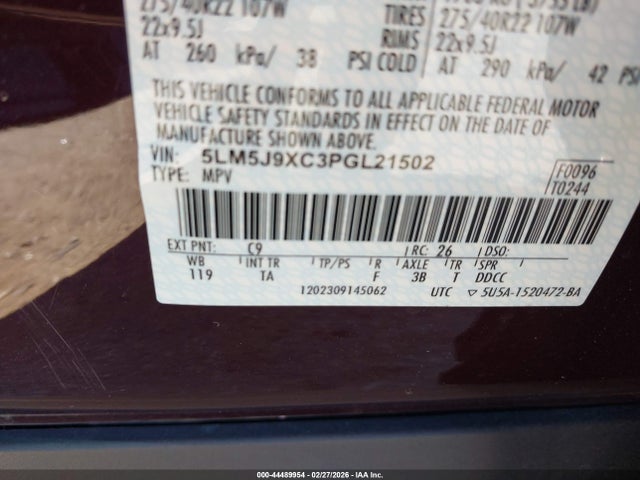 5LM5J9XC3PGL21502 Lincoln Aviator Black Label