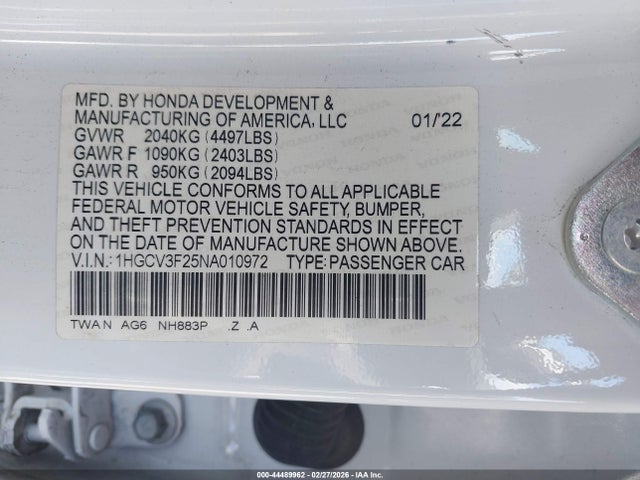 2022 HONDA ACCORD HYBRID 1HGCV3F25NA010972 Photo 8