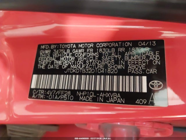 2013 TOYOTA PRIUS C JTDKDTB32D1041820 Photo 8