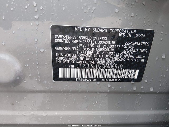 Продаж на аукціоні авто 2025 Subaru Forester Premium Hybrid, vin: JF2SLSED2SH406519, номер лоту: 44490044