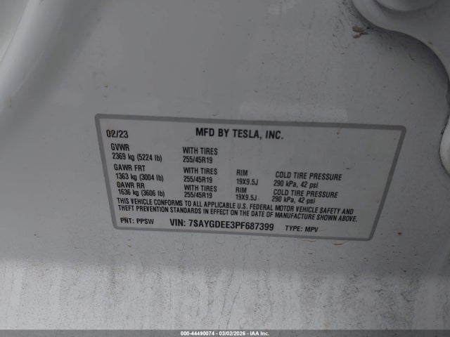 2023 TESLA MODEL Y 7SAYGDEE3PF687399 Photo 8